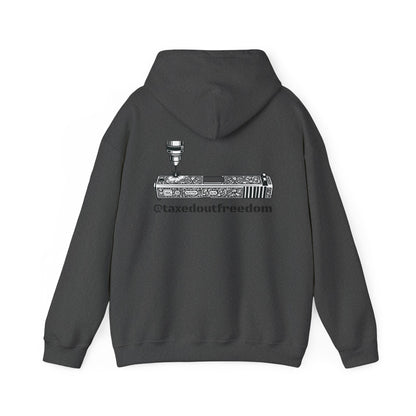 Taxed Out Freedom Hoodie — Vintage Stamp Logo Pullover